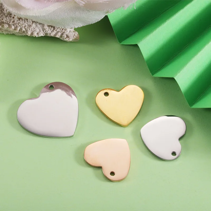 

WZNB 5Pcs Charms For Engraving Jewelry Making Hearts Stamping Blank Disc Stainless Steel Pendant Diy Bracelet Accessories