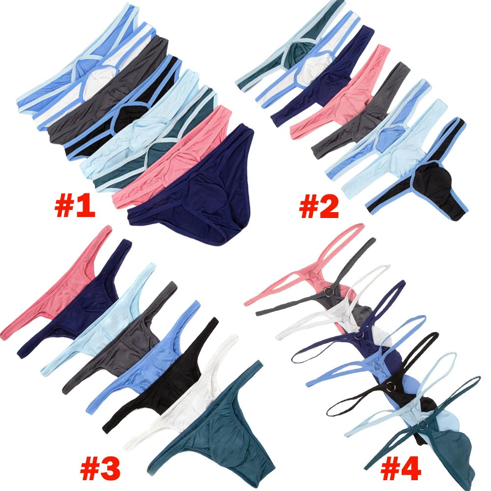 

8PCS Sexy Mens Underwear Breathable Briefs Low Waist Thongs Male Underpants Cuecas Calzoncillos Male Panties Mesh Bikini Briefs