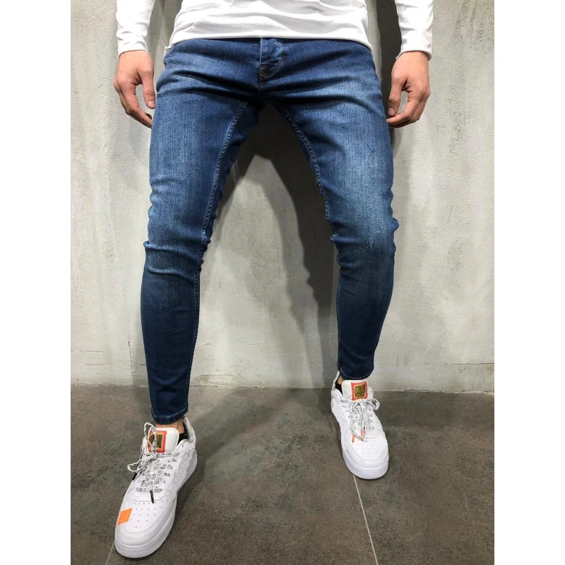Europe and America Jeans Men Skinny Slim Fit Blue Hip Hop Denim Trousers Casual Jeans for Men Jogging Four Color Blockbuster