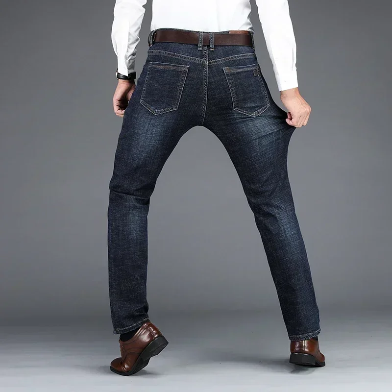 Джинсы мужские Стрейчевые деловые классические брюки из денима стрейч с прямыми