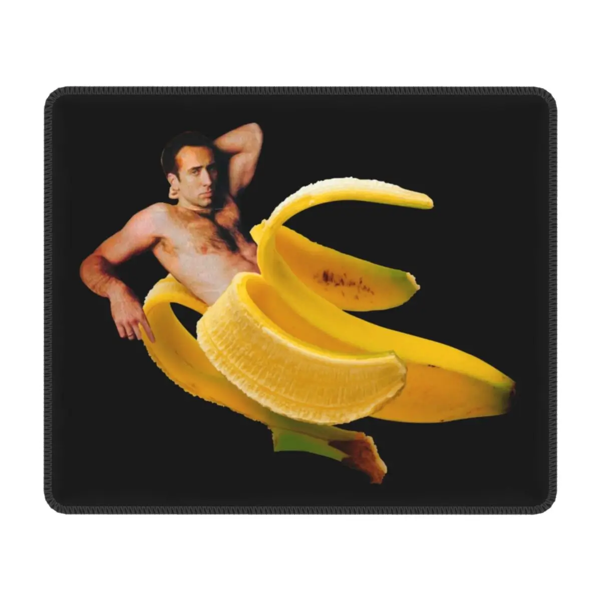 

Nicolas Cage In A Banana Laptop Mouse Pad Waterproof Mousepad with Stitched Edges Non-Slip Rubber Funny Meme Mouse Mat for Gamer