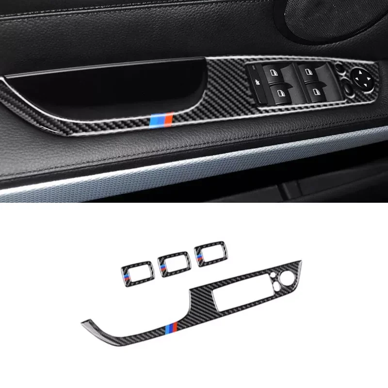 

Car Window Switch Lift Panel Button Frame Cover Trim Decorative Stickers For BMW E90 3 Series 2005-12 Interior Accessories