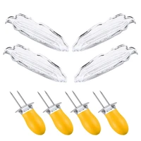 corn tray with stainless steel corn fork set barbecue tools plastic corn holders grilling fork