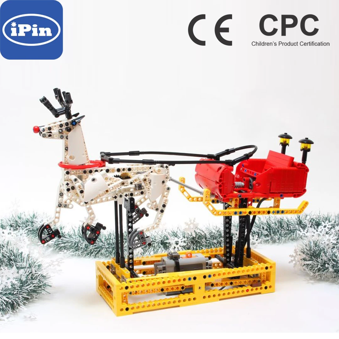 

MOC-4121 Electric Elk Santa Claus Car Electronic Drawing Building Block 755PCS High-Tech Toy Children's Birthday Gift