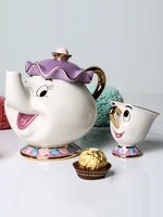 cartoon beauty and the beast mrs potts son chip cup tea set coffee cup cartoon mug lover friend porcelain gift 18k gold plated
