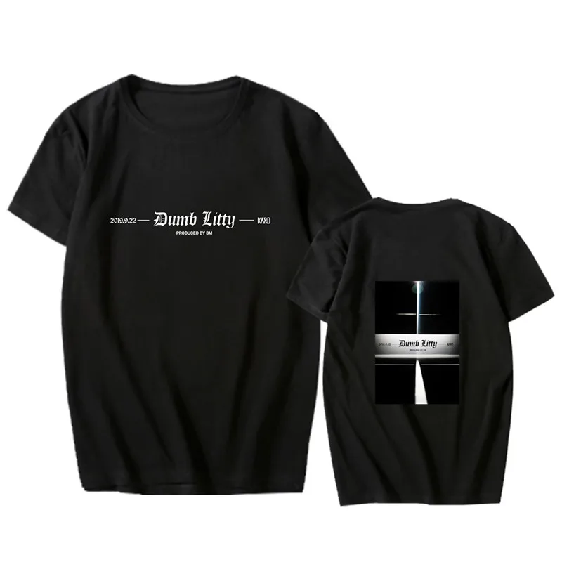 

Летняя стильная футболка KARD New Album LITTY K.A.R.D с круглым вырезом и коротким рукавом Kpop унисекс свободная футболка для влюбленных Топы PT1162
