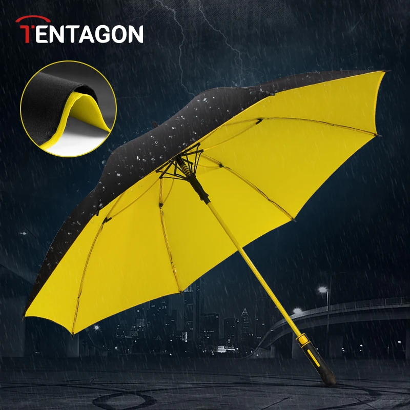 TENTAGON-대형 긴 손잡이 우산 더블 레이어 바람막이 강화 우산 가족 야외 여행 비 우산 낚시 캠프, 텐타곤
