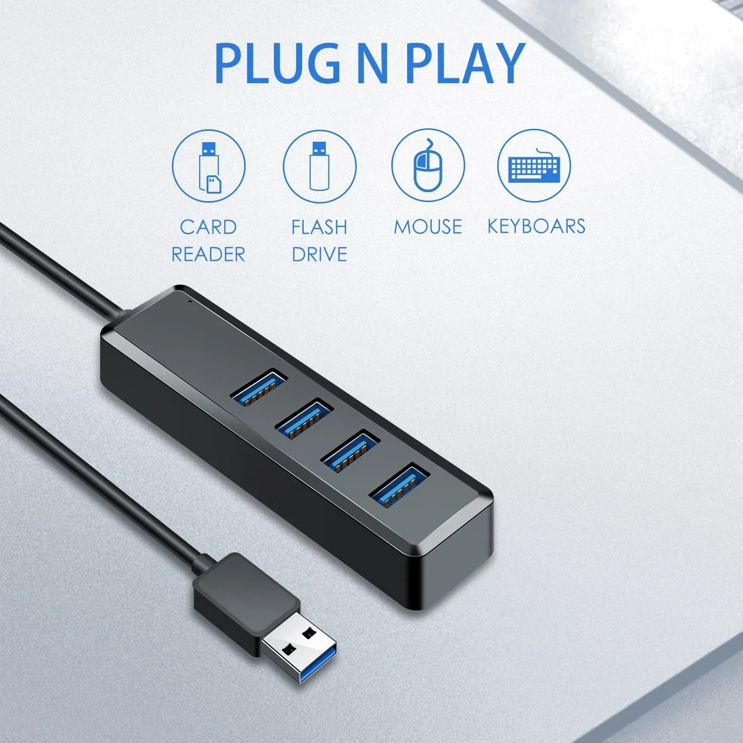 Фото 10 шт. качественный 4-портовый концентратор USB 3.0 с удлинительным кабелем длиной 1 фута, ультратонкий адаптер для MacBook Mac Pro Mac Mini IMac Surface Pro №3