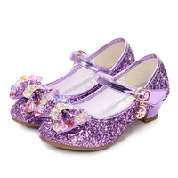 kids girls leather shoes children girls baby princess bowknot princess shoes sequines high heel dancing pricness girls shoes