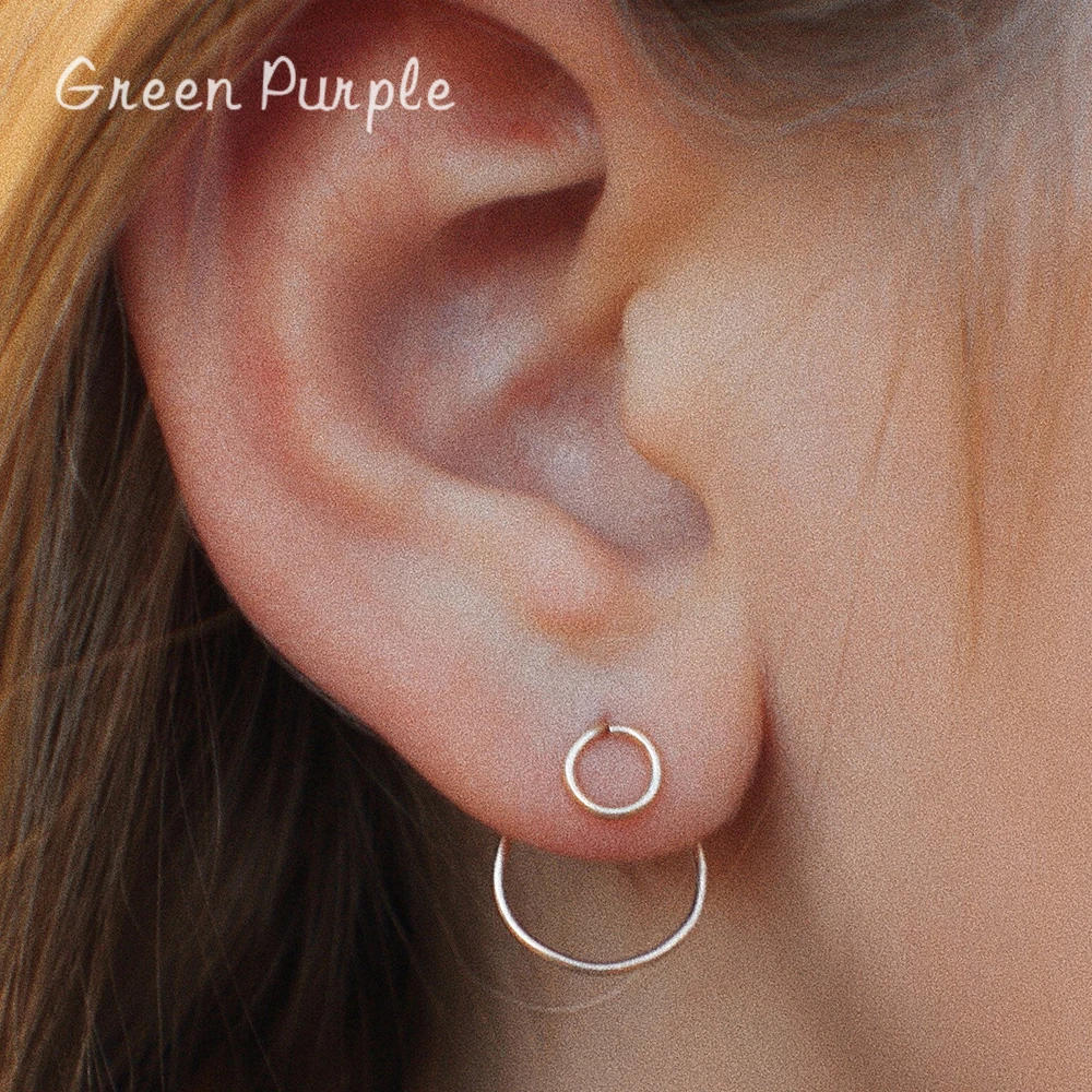 

14K Gold Filled Double Circle Piercing Earrings Handmade Earrings Jewelry s925 Silver Brincos Charm Jewelry For Women Oorbellen