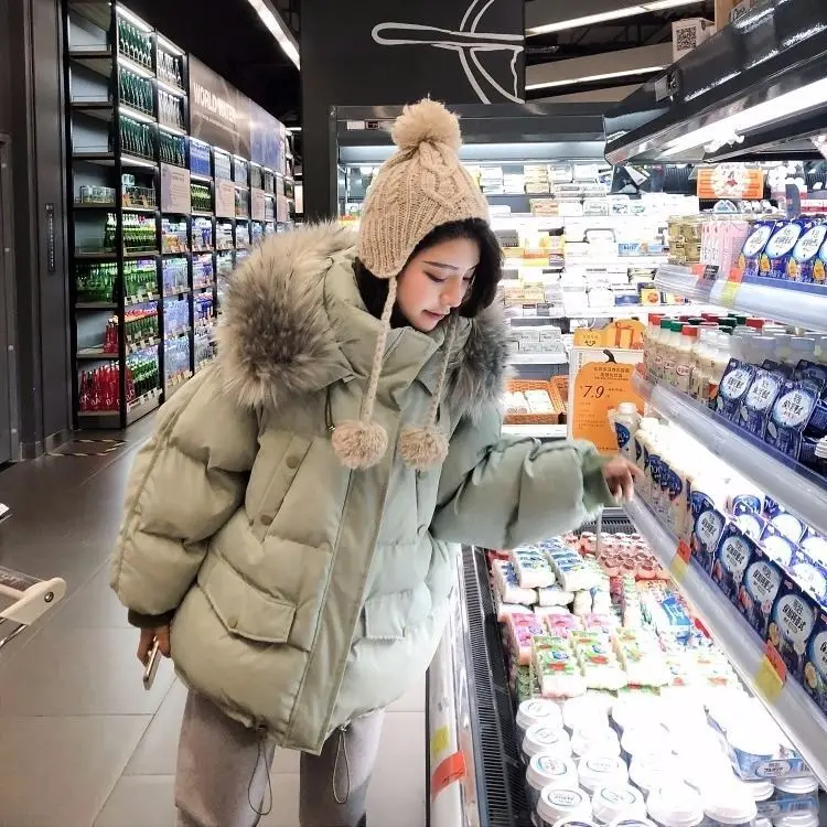 Cotton-padded jacket women's short  new winter down down padded jacket loose warm bread jacket thickened student padded jacket