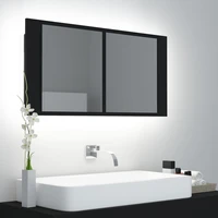 led bathroom cabinet with mirror chipboard mirror cabinet bathroom furntain black 90x12x45 cm