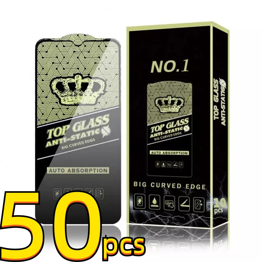 50pcs Top glass Anti static tempered glass Dustproof ESD tempered glass big curve screen protector for iphone 14 13 12 pro max