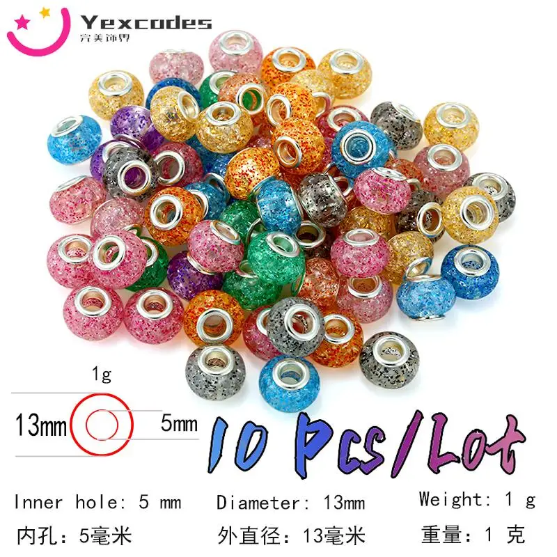 10 шт./партия, позолоченные пластиковые бусины разных цветов