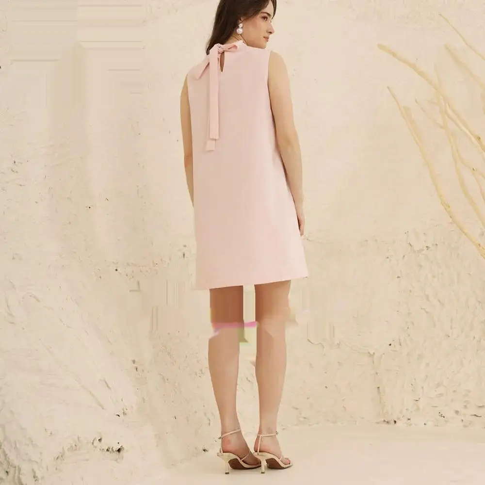 Женское вечернее Платье До Колена розовое облегающее платье-трапеция из крепа