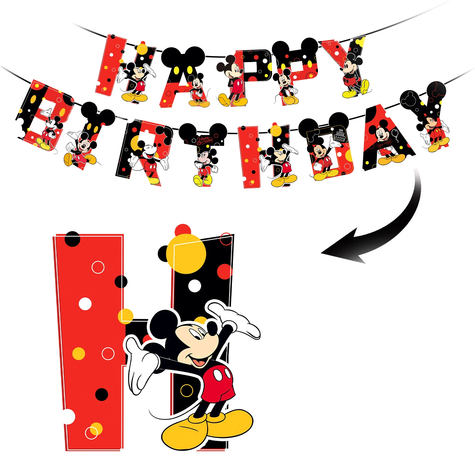 

Disney Red Mickey Mouse Happy Birthday Party Disposable tableware for baby boy favor banner 1st birthday party decoration