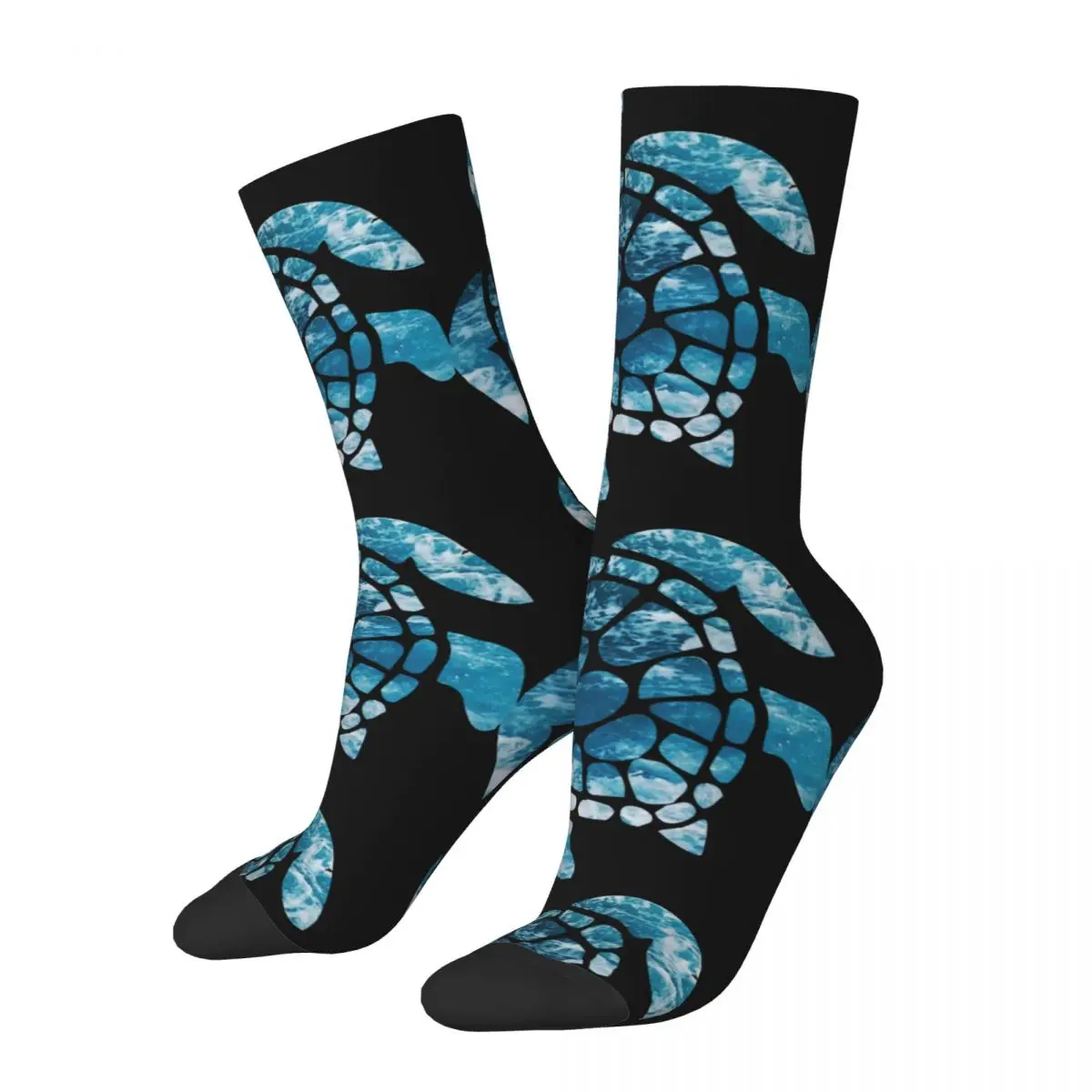 

Funny Happy Men's Compression Socks Ocean Sea Turtle Retro Harajuku Beach Summer Sea Hip Hop Novelty Pattern Crew Crazy Sock