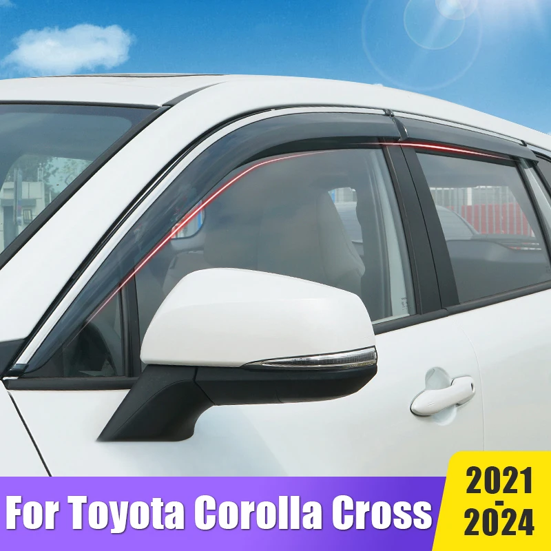 

Car Window Accessories For Toyota Corolla Cross XG10 2021 2022 2023 2024 Window Deflector Sun Rain Smoke Guard Visor Awnings