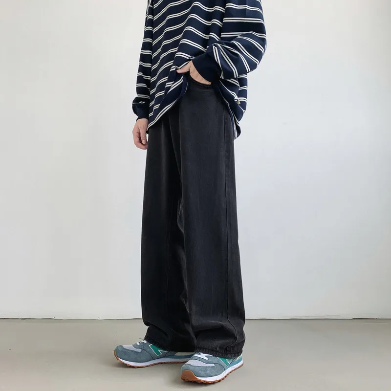 Blue/Black Baggy Jeans Men Fashion Casual Oversized Wide Leg Jeans Mens Streetwear Hip Hop Loose Straight Denim Trousers Men