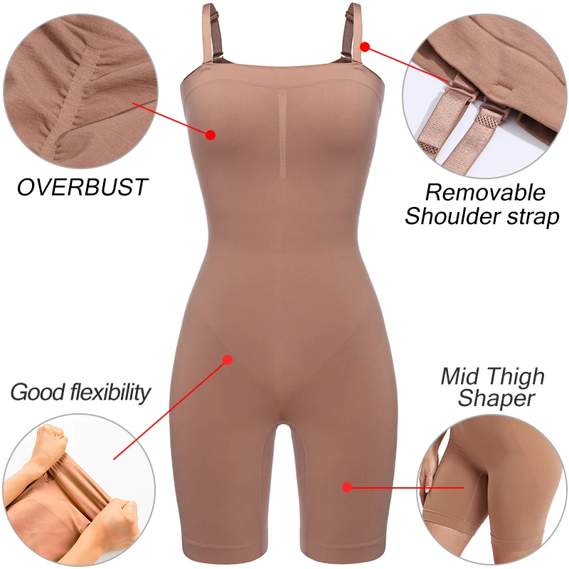 Bodysuit for Women Tummy Control Shapewear Mid-Thigh Seamless Full Body Shaper Daily Life Butt Lifter Corset