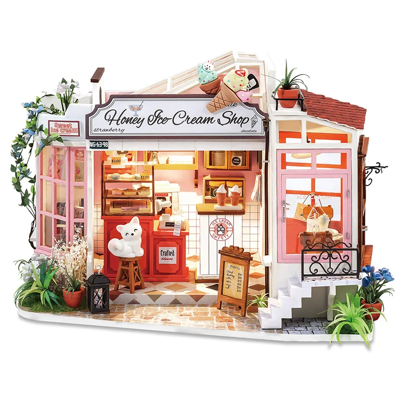 

Robotime Rolife DIY Dollhouse Leisure Time Series Wooden Miniature House for Girls Birthday Gift Flowery Sweets & Teas