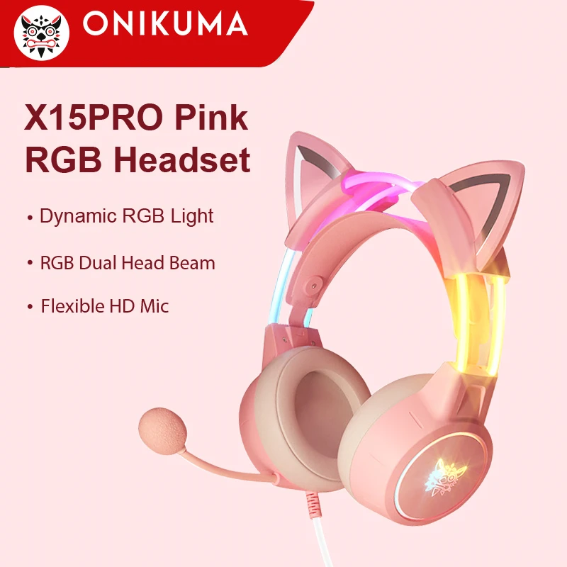 

ONIKUMA X15 Pro RGB Head Beam Gaming Headphones with Mic 3.5mm Durable Stereo Surround RGB Headset Gamer for Game for PS5 Switch