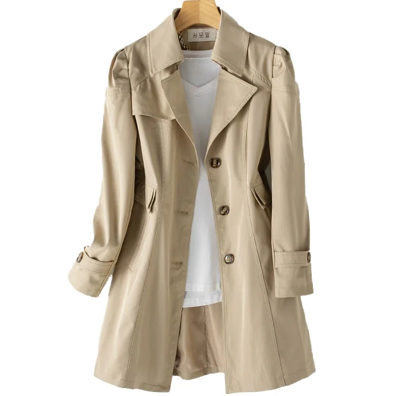 

Female Trench Coat for Spring Autumn Woman New Design Single Breasted Mid Long Women Trench Overcoat Windbreaker Jacket
