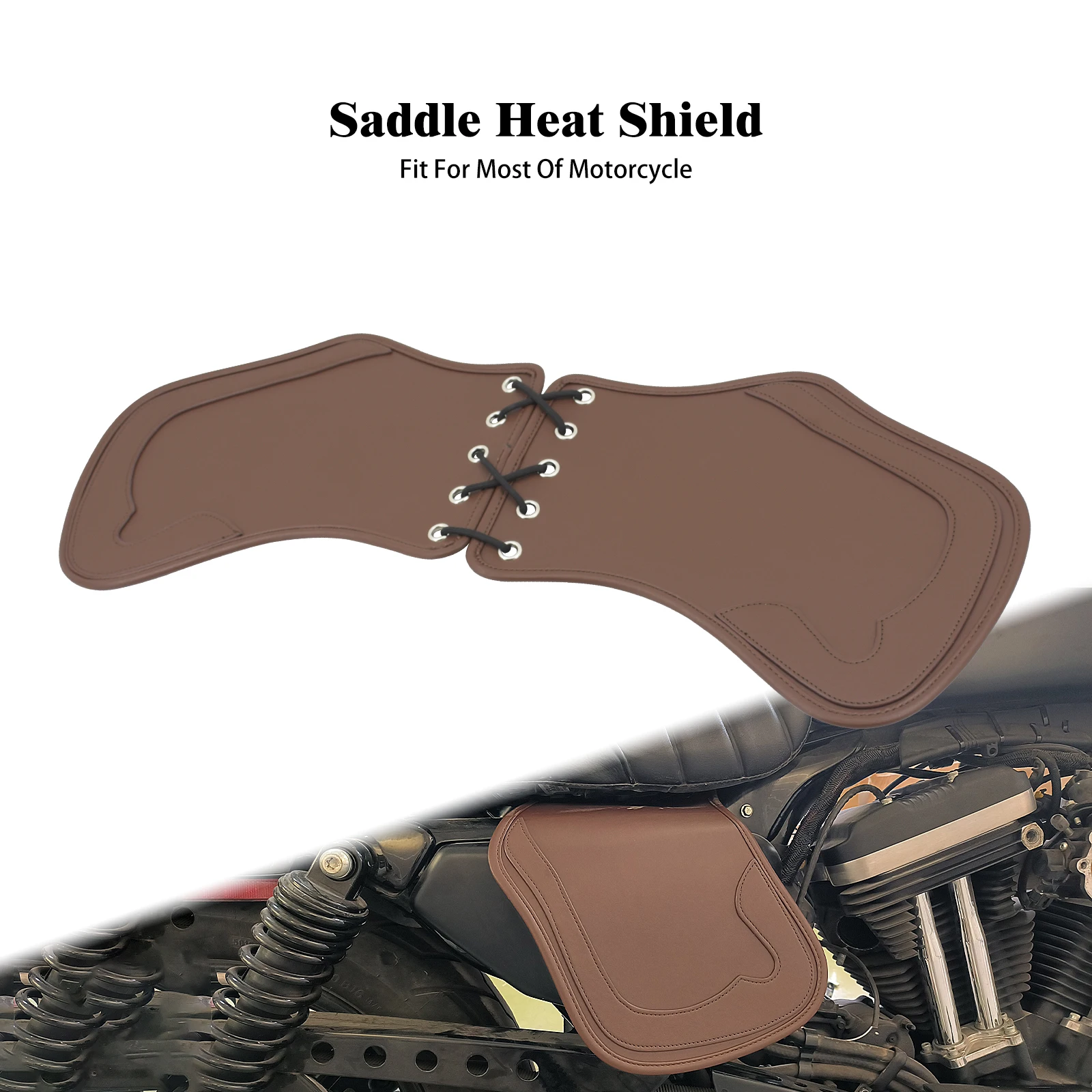 

Motorcycle PU Leather Heat Saddle Shield Deflectors Brown Universal For Honda For Harley Touring FLHR Dyna Softail Sportster XL