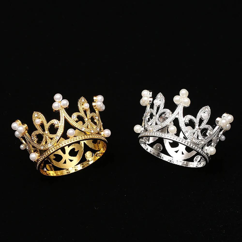 

Mini Gold Pearl Crown Cake Toppers Kawaii Birthday Cake Decoration Baby Shower Wedding Party Supplies Cake Decorating Tools