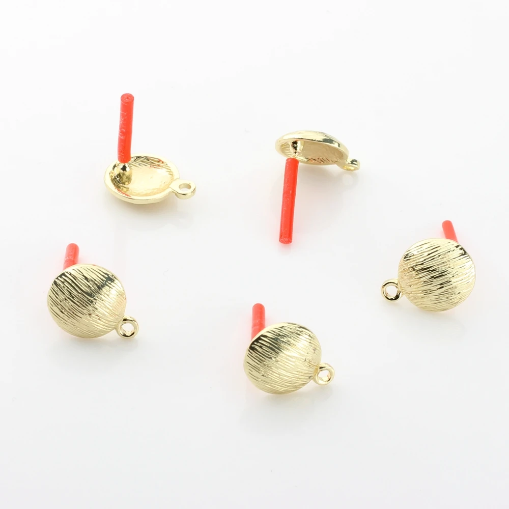 Серьги-гвоздики из цинкового сплава, металлические круглые серьги в полоску, Соединитель 13 мм, 6 шт./лот для изготовления сережек «сделай сам», аксессуары для ювелирных изделий