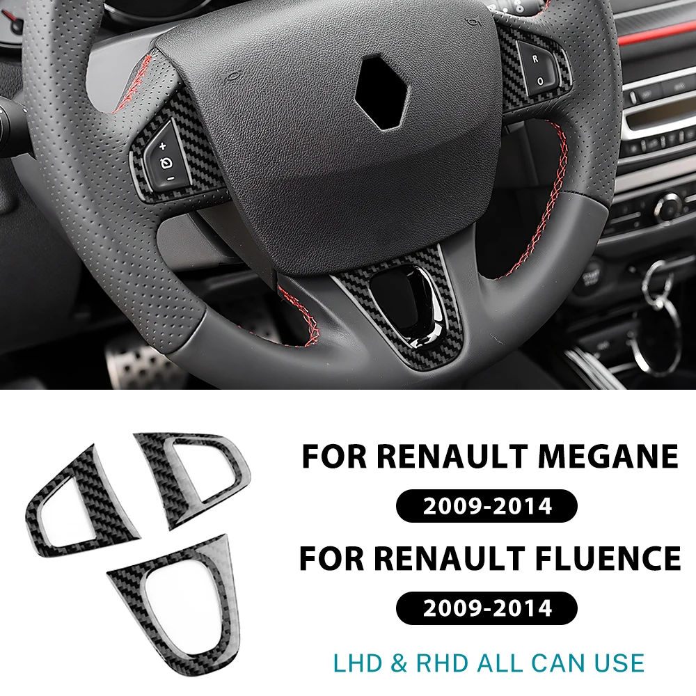 

Настоящее мягкое углеродное волокно для Renault Fluence 2009 2010 2011 2012 2013 2014 Renault Megane RS, наклейка на рамку рулевого колеса автомобиля