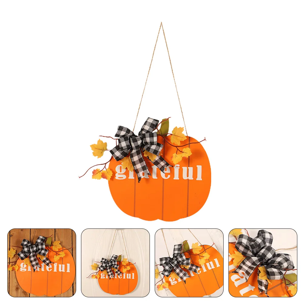 

Sign Thanksgiving Door Decor Pumpkin Hanging Harvest Welcome Fall Wood Front Hanger Autumn Signs Wreath Decoration Rustic Maple