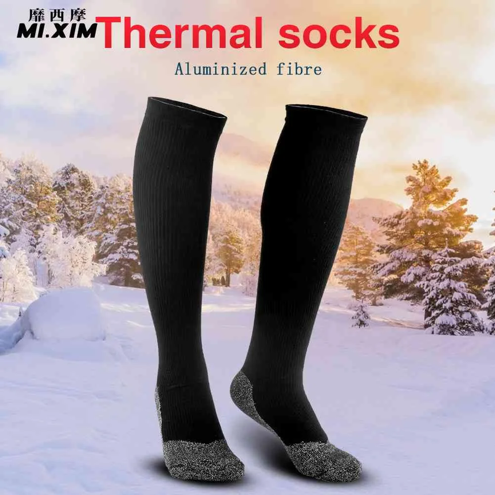 

1 Pair Aluminized Fibers Socks Thicken Men Women Foot Warmer Heat Fibers Insulation 35 Degree for Fishing Hiking for Backpacking