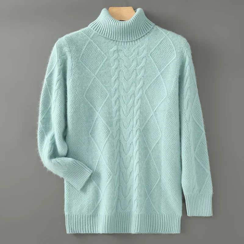 Мужской повседневный топ с высоким воротником на спине 100% норковый кашемир