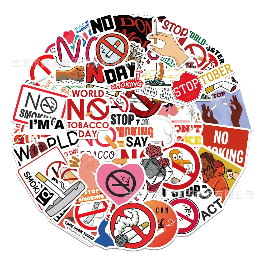 

50pcs World No Tobacco Day Caring for The World Graffiti Stickers Laptop Ipad Water Cup Guitar Decoration Waterproof