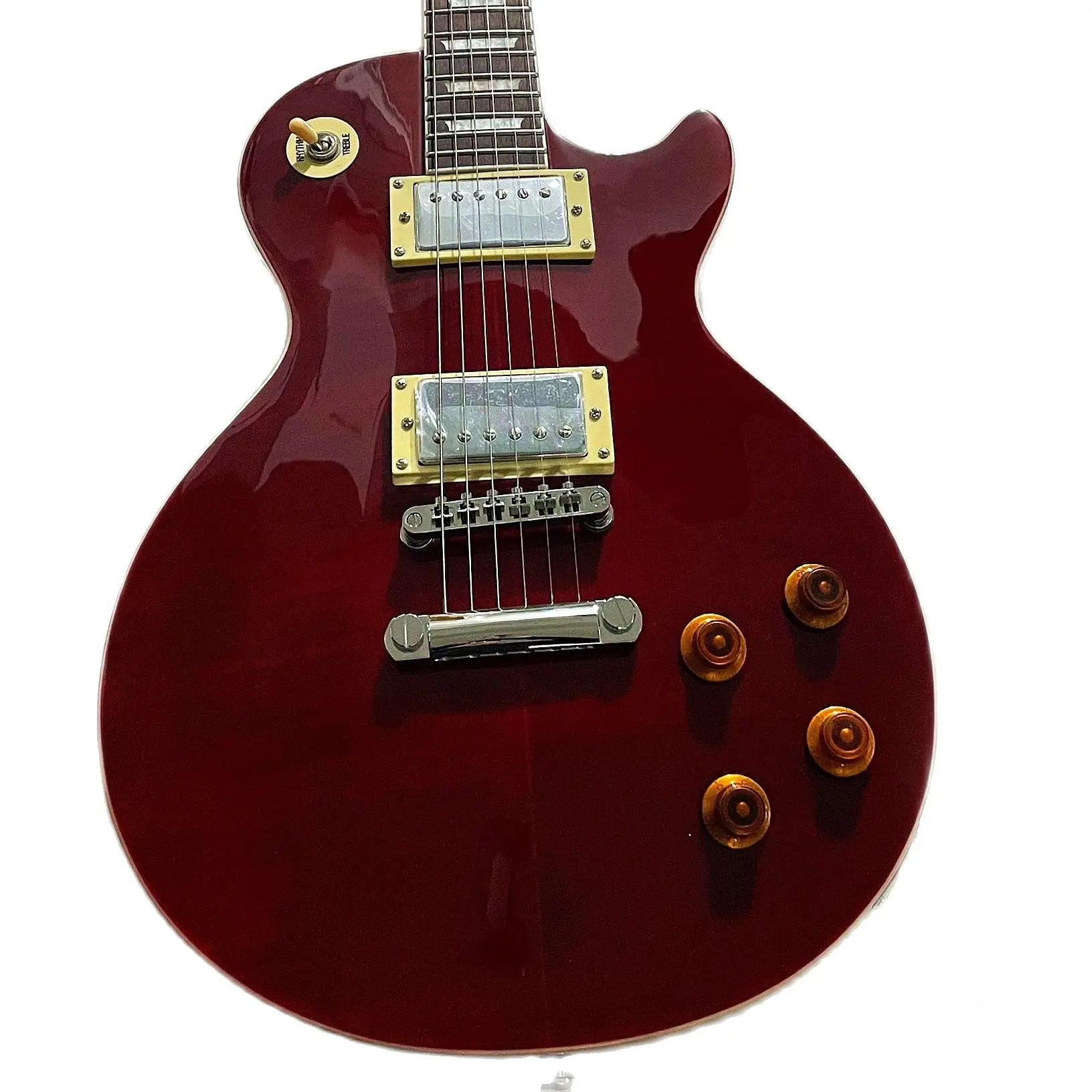 

New!!! Transparent Wine Red Color Standard LP Electric Guitar, Solid Body With Maple Flame Cover ,Rosewood Fretboard,
