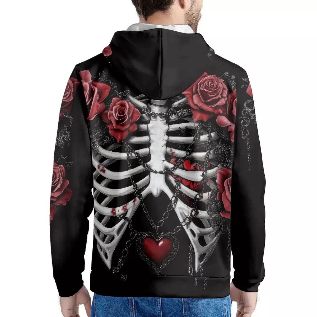 Noisydesigns новейший осенний пуловер с 3D принтом черепа и розы для мужчин
