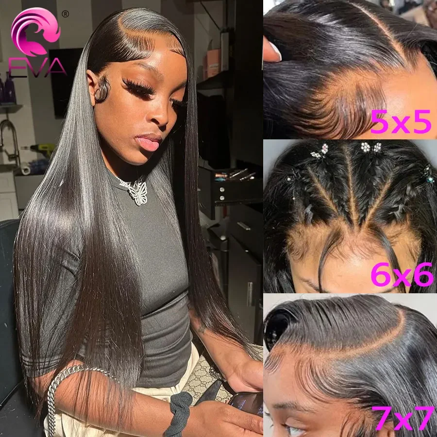 HD 5x5 Прямой парик фронта шнурка Предварительно выщипанные бразильские волосы Remy