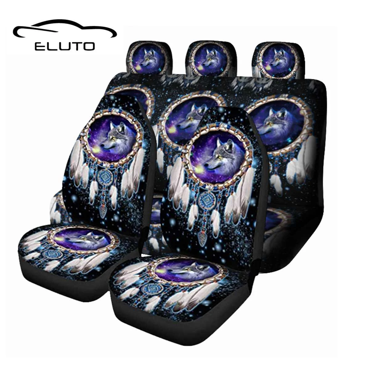 

7 шт., чехлы на автомобильные сиденья с 3d-изображением волка