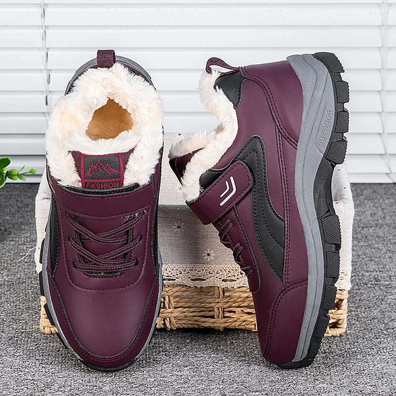 Women Men Snow Boots Thick Plush Waterproof Ankle Boots Couples Winter Shoes Warm Fur Botas mujer