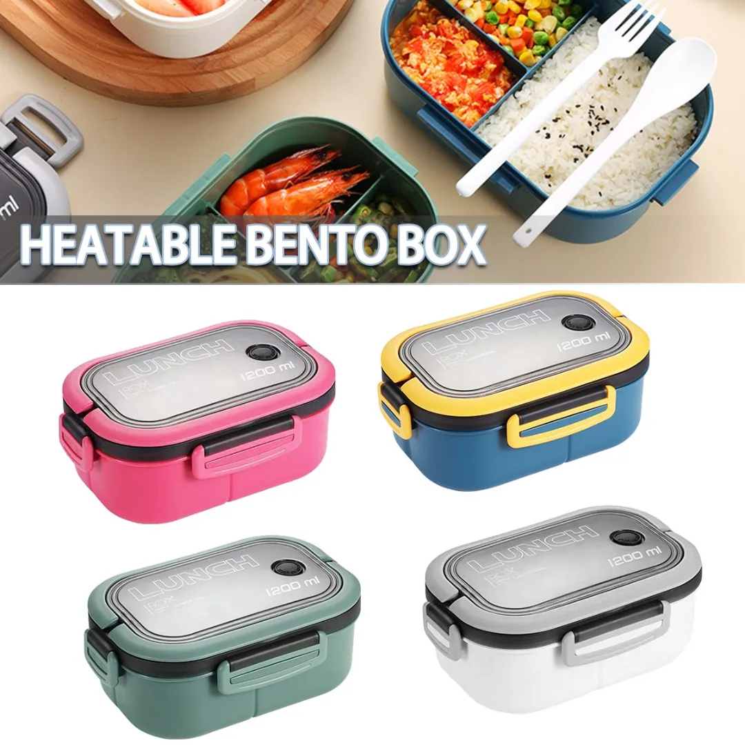 

Portable Electric Lunch Meals Heating Lunch Box Two-layer Grid Leakproof Microwavable Bento Box Kitchen Tableware