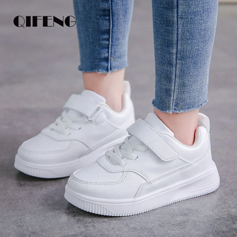 2022 Girls Flat Leather White Shoes Summer Winter Casual Sneakers Kids Footwear Female Light Fashion Soft Sport Shoes Children