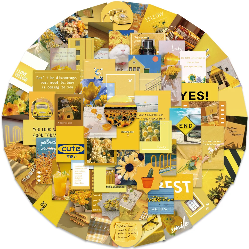 

10/30/65 шт. желтые стильные летние детские наклейки для автомобиля, гитары, мотоцикла, багажа, детские игрушки в подарок