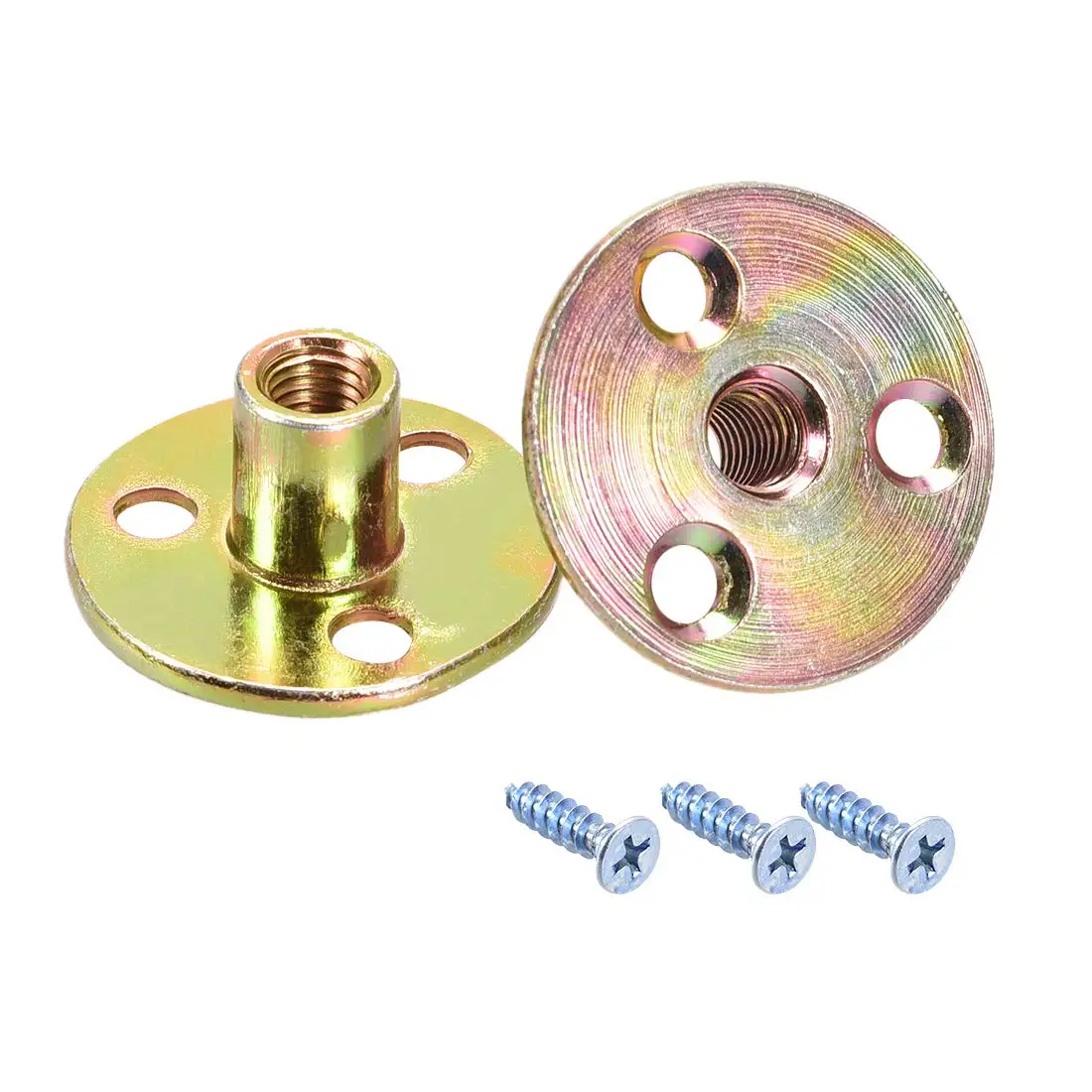 

M10 Brad Hole Tee Nut Carbon Steel T-Nuts Furniture Hardware Flange Insert Female Thread with Screws 10pcs