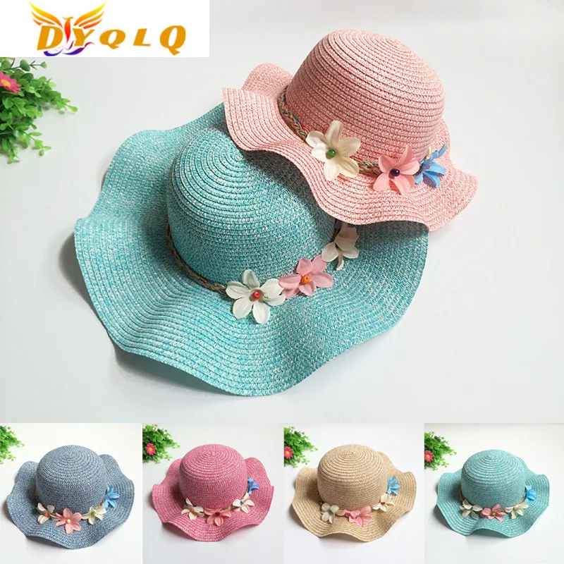 

2022 New Parent-child Lace Summer Straw Hat Big Wide Snapper Flower Sun Hat Panama Hat Beach Hat