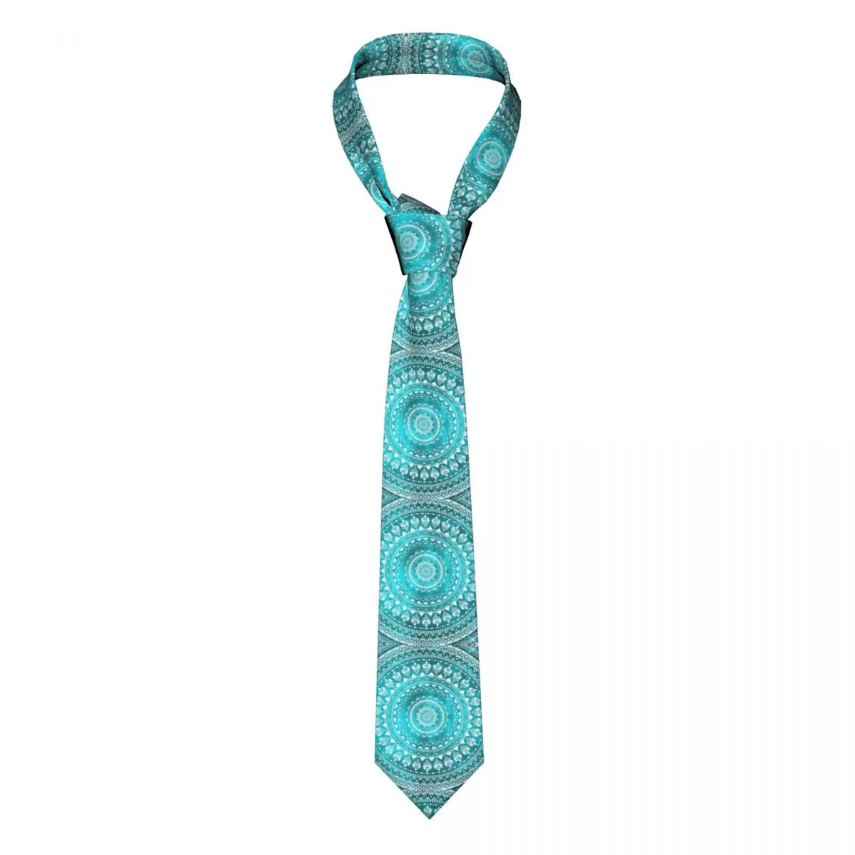 

Mandala Turquoise Flower Men Necktie Casual Polyester 8 cm Narrow Neck Tie for Suits Accessories Cravat Wedding Cosplay Props