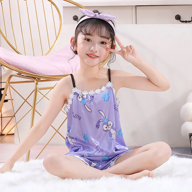 

Детские пижамы принцессы на бретелях летние шорты с коротким рукавом для девочек тонкие Мультяшные пижамы Домашняя одежда детская одежда