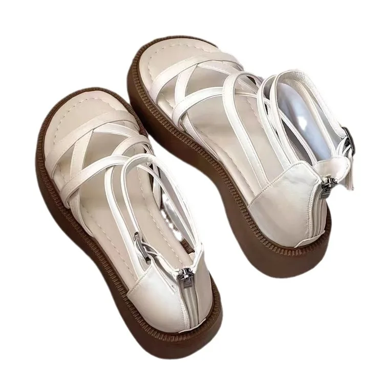 Высокие римские женские сандалии универсальная платформа и юбка женская модная