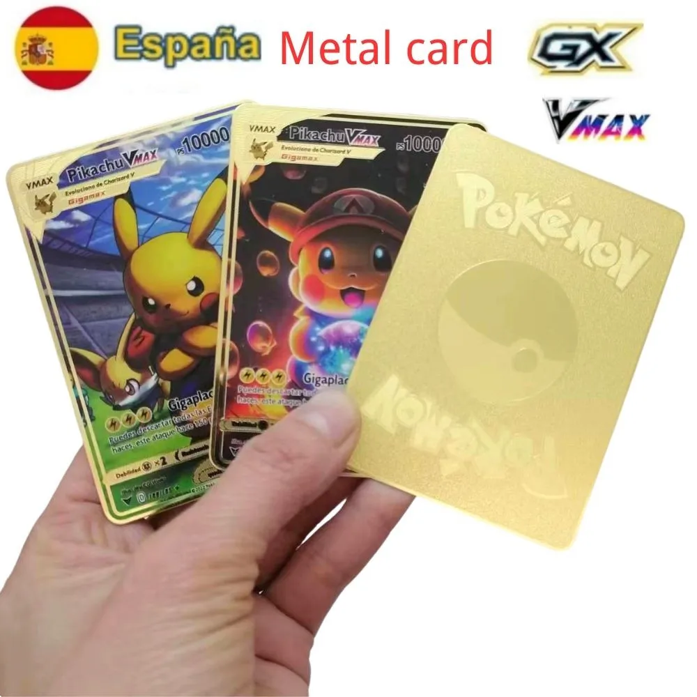 

10000PS Arceus Vmax Pokemon Cards Metal Spanish Cards Pikachu Charizard Vstar Golden Limited Kids Gift Game Collection Cards