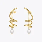 Женские серьги с натуральным жемчугом ENFASHION, серьги-подвески золотого цвета с натуральным жемчугом, свадебная бижутерия, E211292, 2021